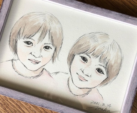 大切な記念日に、温かみのある手描き似顔絵を描きます ギフトとして色鉛筆の温もり溢れる手描き似顔絵を贈ります イメージ2