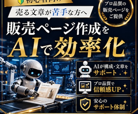 副業初心者向け販売ページ作成キットをお渡しします 売る文章で止まっている人へ。AIで迷わず作れる形に整えます イメージ1