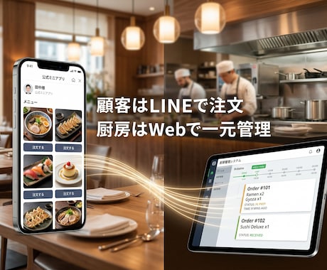 LINE×Webで飲食店モバイルオーダー構築します お客様はLINE注文、店舗はWeb管理。人手不足を解消 イメージ2