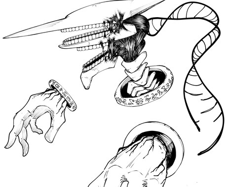 3つ3000円で異形系のラフデザイン案を描きます 一体一体個性的で唯一なキャラデザ案を制作します。 イメージ2