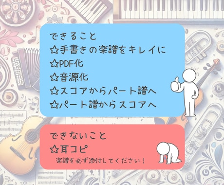 楽譜をpdf化いたします mp3音源や移調、パート譜作成も可能です イメージ2