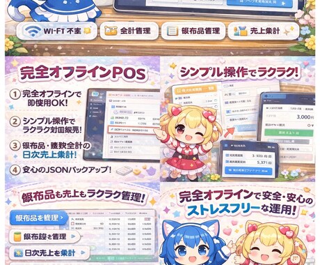 完全オフラインブラウザ動作レジ販売ツール提案します 既存のPOSをベースにご提供します。 オフライン・オンライン イメージ1