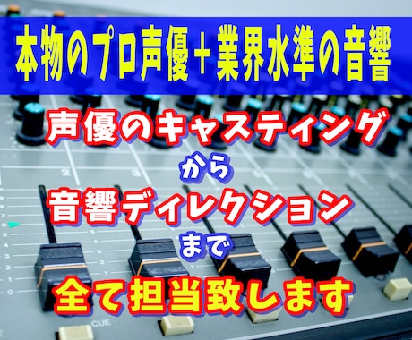 業界のプロ声優が複数収録も整音も全てやります 声優のキャスティングから業界水準のレコーディングが可能 イメージ1