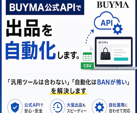 BUYMA_出品自動化｜公式APIで実現します 「汎用ツールは合わない」「自動化はBANが怖い」を解決します イメージ1
