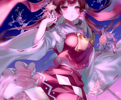 透明感溢れるかわいいキャラクターイラストを描きます フリルやリボンなどのかわいいもの、宝石や水などが得意です。 イメージ2