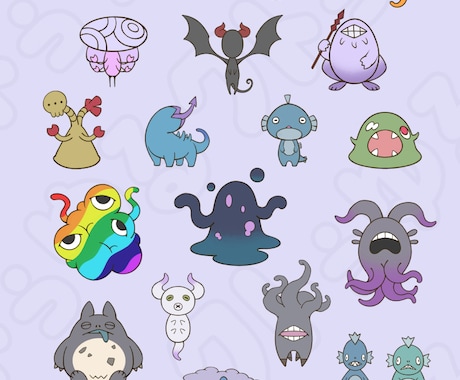デェフォルメモンスターイラスト作成いたします たくさんいたら楽しいゆる～いモンスター イメージ1