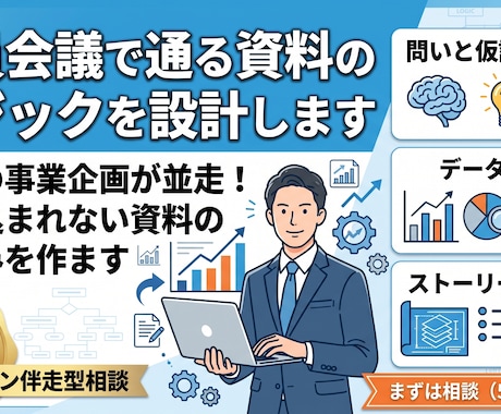 会議で通る資料・企画のロジック設計します 大手IT企業の現役事業企画が並走！資料の骨組みを設計 イメージ1