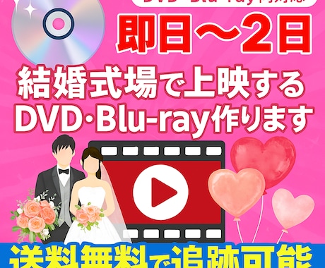 結婚式のムービー動画をDVDディスクに書き込みます 配送料込みで最安値＆最短1日発送可能！郵便受けに投函で超便利 イメージ2