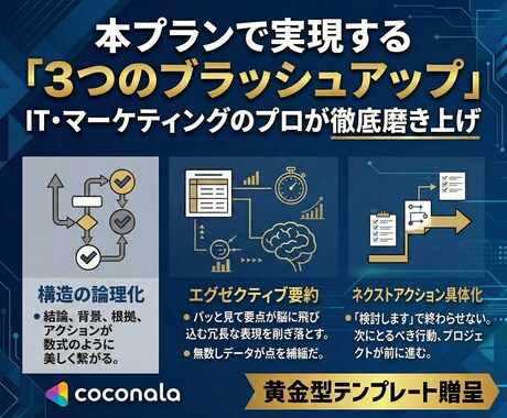 ビジネス視点で改善！納得される資料に整えます 「結論が分からない」がなくなる。意思決定を促す論理的な構成へ イメージ2