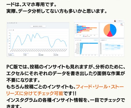 Instagramの多機能分析ツール導入します インスタの分析に必要な、インサイト、競合分析、＃選定ツール イメージ1