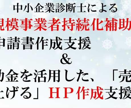 小規模事業者持続化補助を総合サポートします 中小企業診断士が申請書だけではなくHP作成等の相談に乗ります イメージ1