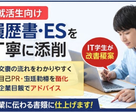 履歴書・ESを作成or添削します 書類通貨を目指して改善します。 イメージ1