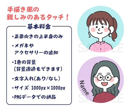 親しみのある手描き風のアイコン描きます 商用利用OK！SNSやブログなどのアイコンにぜひ！ イメージ2