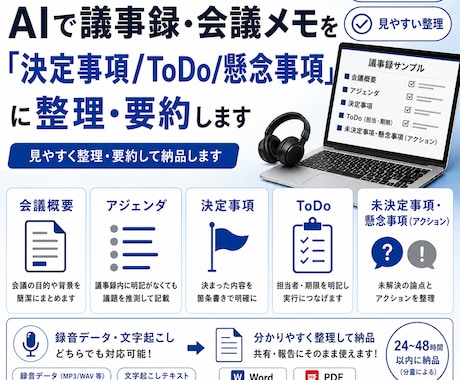 議事録・会議メモを整理・要約します イメージ1