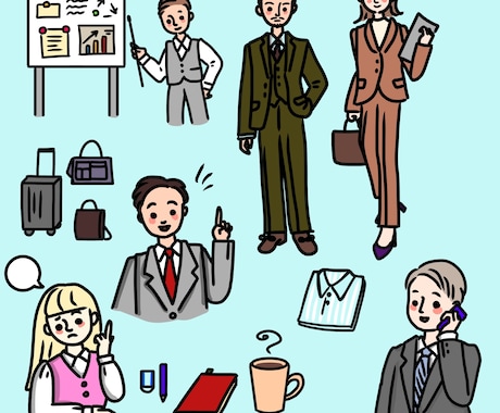 商用OK!シンプルな人物まとめイラスト描きます 業種別の依頼OK！オフィス、カフェ、育児、介護、工事、等 イメージ2