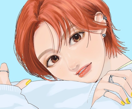 美しい女性、中性的な男性の顔を描きます 美しい顔、ショートカットが得意です イメージ1