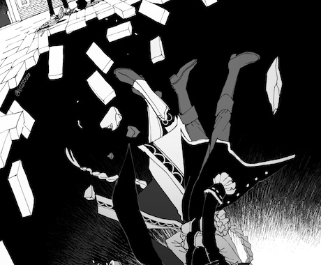 物語が感じるイラストを描きます モノクロ。4キャラまで。推し・うちの子の同人がみたい人に最適 イメージ2