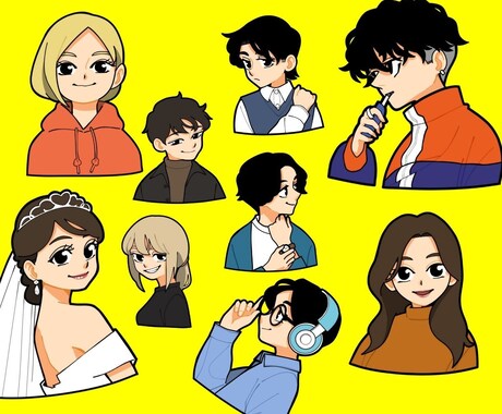 ポップな顔アイコンお描きします SNSアイコンや資料用、プレゼントにも！商用利用可！ イメージ2