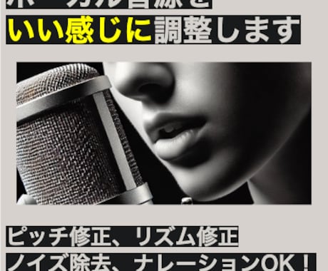 ボーカル音源をいい感じに調整します 楽曲の他、ナレーションボイスでもOK イメージ1