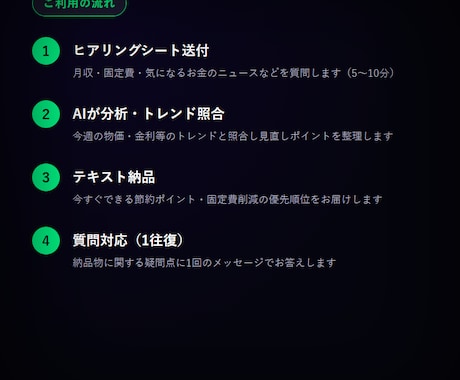 AIがあなた専用の「週間予算プラン」を作成します アンケートに答えるだけ。収入・支出から週間予算プランを作成 イメージ2