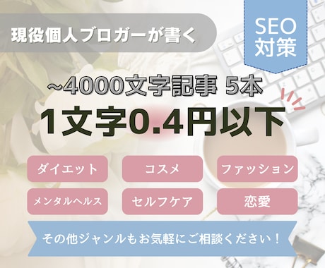 1文字0.4円以下~4000文字の記事5本書きます SEO対策済み記事を格安で！Googleアドセンス審査用にも イメージ1