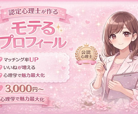 モテるマッチングアプリプロフィール作成します 心理学で魅力を最大化！いいねが増える出会えるプロフィール作成 イメージ1
