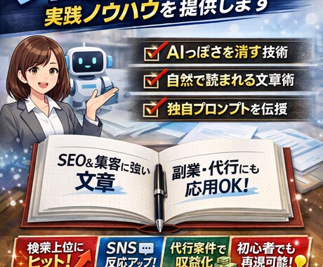 AI文章をプロ品質に変える実践ノウハウを提供します AIが作った文章を自然でウケるプロ品質に改善します イメージ1