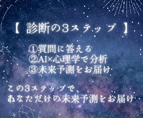 あなた専用の『未来ストーリー』をお伝えします 「心理学とAIを掛け合わせた“未来シミュレーション”です！」 イメージ2