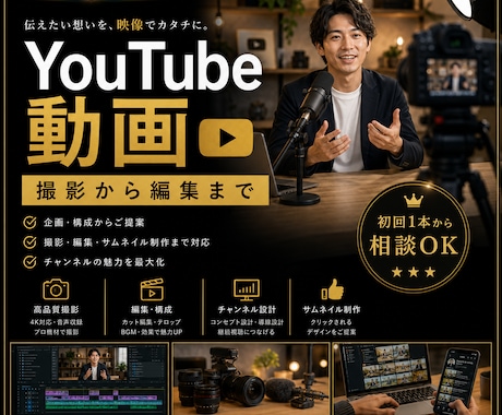 YouTube動画を撮影編集します 撮影から編集まで見やすく動画制作 イメージ1