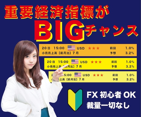 経済指標を利用する手法をお届けします 指標で発生するトレンドをまるっと獲得 イメージ1