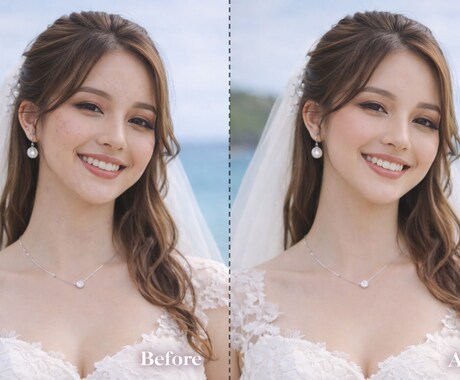 ウエディングフォトの美肌補正・痩身レタッチ承ります 「別人にならない」を大切にし、自信が持てる仕上がりに イメージ2