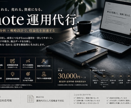 AIを活用して、note執筆代行します AI分析で読まれる記事を継続運用 イメージ1