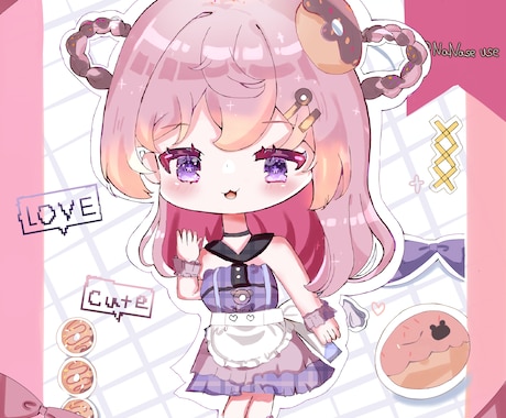 アイコンやグッズに使えるイラスト描きます 商用利用料込み　キラキラミニキャラ イメージ2