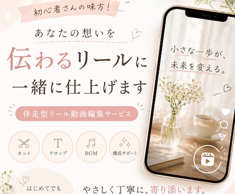 ショート動画を構成から丁寧に編集します リール初心者さんも安心。伝わる動画に整えます イメージ1