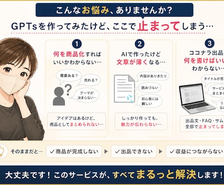 初心者向け GPTs商品化します PDF教材・FAQ・出品導線まで一式で整理します イメージ2