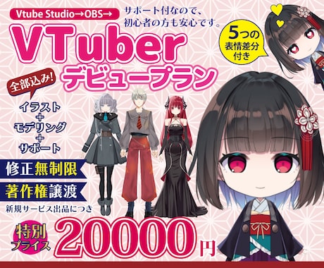 VTuberモデル制作デビューをサポートいたします 全部込みで、なめらかに動くLive2Dモデルを制作いたします イメージ1
