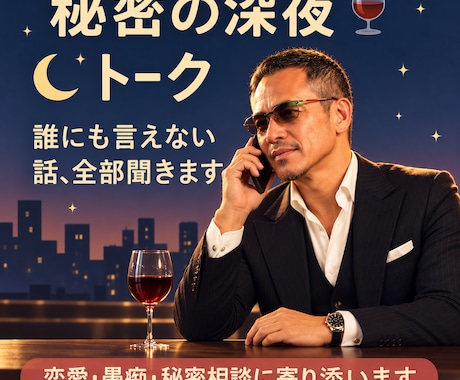 秘密の深夜トーク❣️誰にも言えない話、全部聞きます 〜孤独な夜に心を軽くするお手伝い⌛〜不倫・浮気・恨み・愛憎 イメージ1