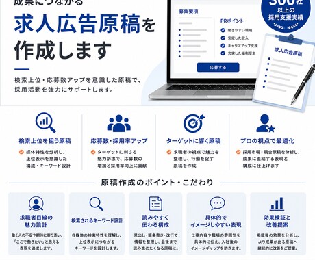 Indeed求人を作成します ３００社以上の支援実績｜応募が来ない求人を採用できる原稿へ イメージ2