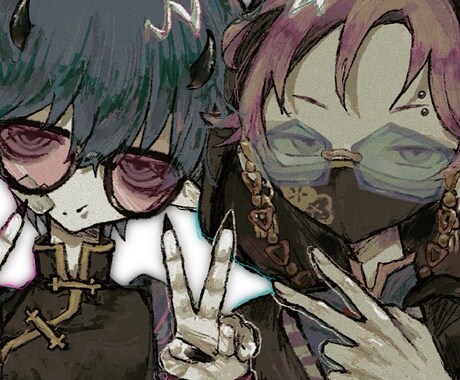 暗めで可愛い厚塗りのアイコン書きます ダークでポップな絵が得意です!!要相談で即日納品可能!! イメージ2