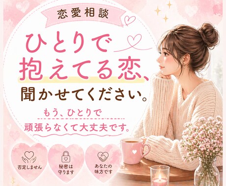 恋愛相談｜ひとりで抱えてる恋、否定せず聞きます うまく話せなくても大丈夫。今の気持ち、そのまま聞きます☺️ イメージ1