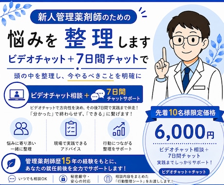 新人管理薬剤師をビデオチャット＋7日間で支えます 頭の中を整理して、今やるべきことを明確に イメージ1