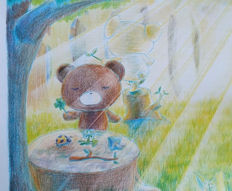 クロくまがアナタの心を温めるイラスト描きます 泣きたい時に見ると気持ちがリセットされて落ち着くんだよね…。 イメージ2