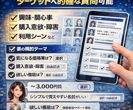 AIペルソナ1000人の消費者意見を提供します アンケート調査｜商品・サービスの市場ニーズを可視化 イメージ2
