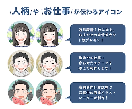表情差分１枚付！優しい印象のSNSアイコン描きます プロイラストレーターが描く、お仕事やお人柄が伝わるアイコン イメージ2