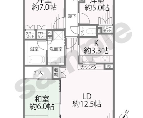 不動産広告の『間取り図』作成代行します 間取図作成ならお任せください！やすい,はやい,きれいにお届け イメージ1