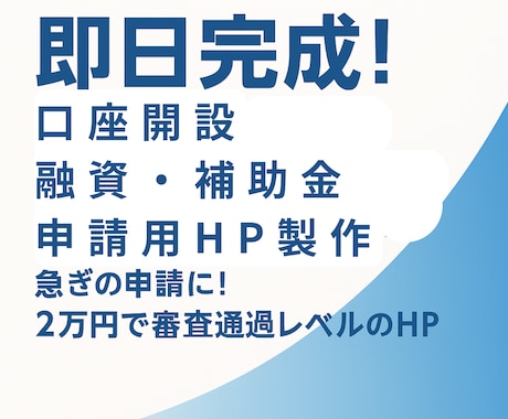即日完成！融資・補助金申請用HP制作します 急ぎの申請に！1万円で審査通過レベルのHP製作 イメージ1