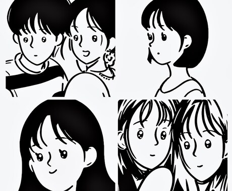 シンプルでかわいい似顔絵を制作します さっぱりとしたテイストで、モノクロの似顔絵をお渡しします！ イメージ1
