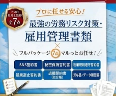SNS・バイトテロ対策入社書類7点パック作成します 採用〜退職の雇用リスクを社労士監修の誓約書7点でまるごと防ぐ イメージ1