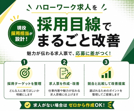 ハローワーク特化◆応募される求人票を設計します 「選ばれる求人」に改善・ゼロから作成します！ イメージ2