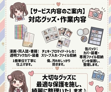 推し活グッズ・漫画などの収納・保護代行します 漫画、缶バッジ、チェキなどのカバー、収納ご相談ください！ イメージ2